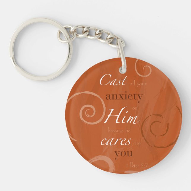 1 Peter 5:7 Key Ring (Front)
