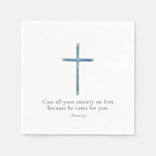 1 Peter 5:7 Minimalist Cross Napkin