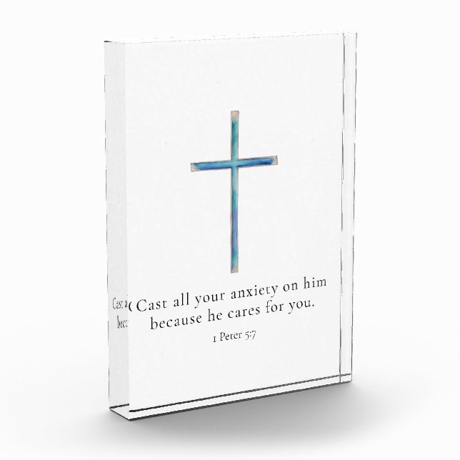 1 Peter 5:7 Minimalist Cross Photo Block (Left)