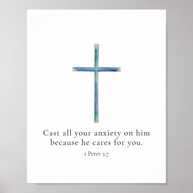 1 Peter 5:7 Minimalist Cross Poster (Front)