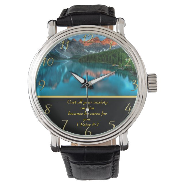 1 Peter 5:7 moutain lake  Watch (Front)