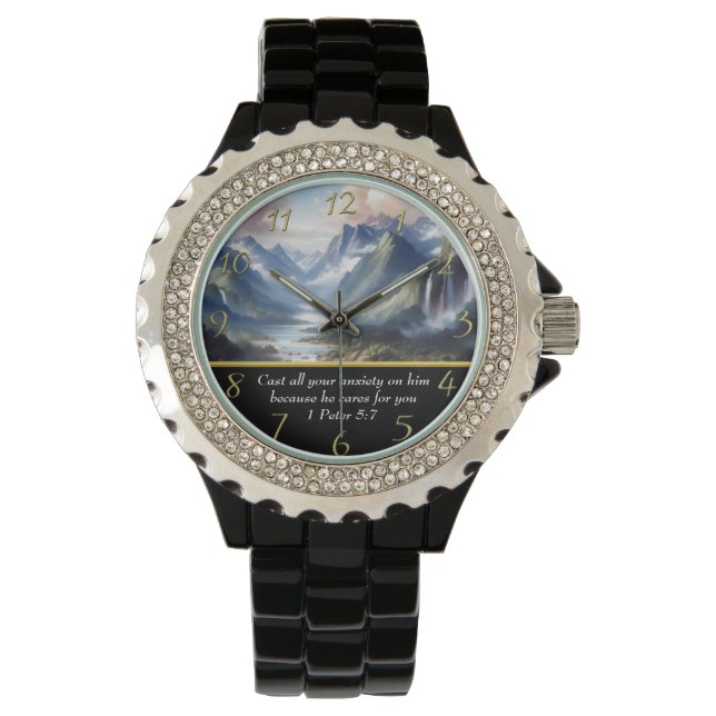 1 Peter 5:7 moutain lake  Watch (Front)