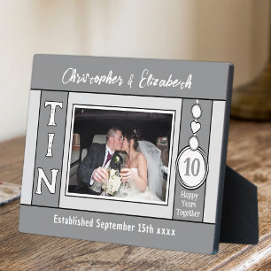 1 photo 10th anniversary grey plaque