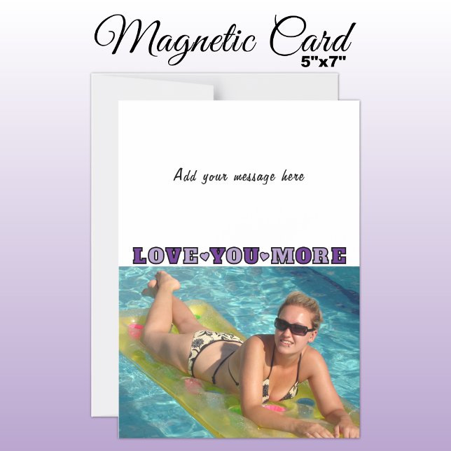 1 photo add text love you purple magnetic card (Creator Uploaded)