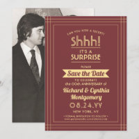 1 Photo Anniversary Surprise Party Burgundy & Gold
