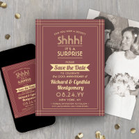 1 Photo Anniversary Surprise Party Burgundy & Gold
