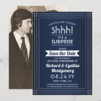 1 Photo Anniversary Surprise Party Navy Blue White