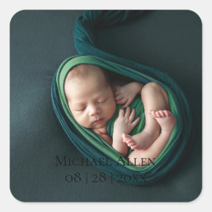 1 Photo Baby Birth Announcement Sticker