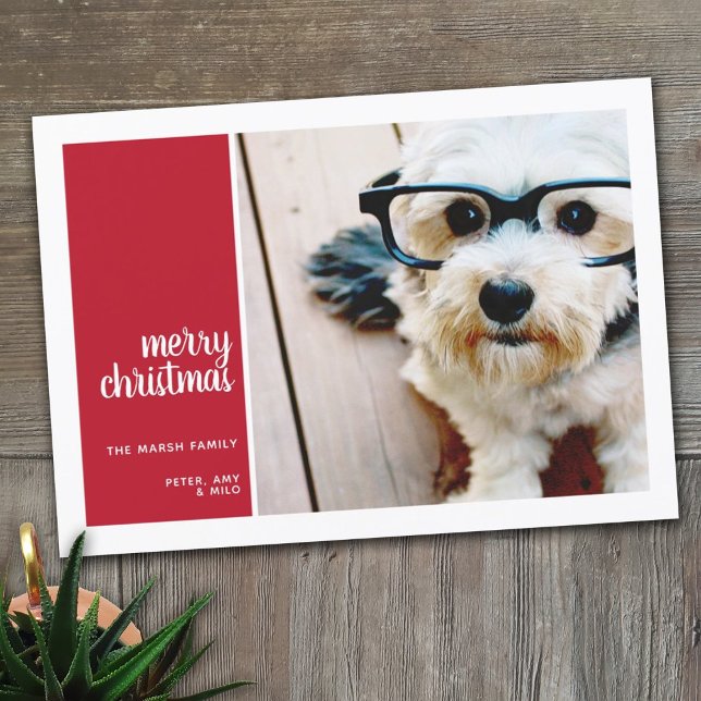 1 Photo Collage Minimal Christmas green christmas  Holiday Card (Creator Uploaded)