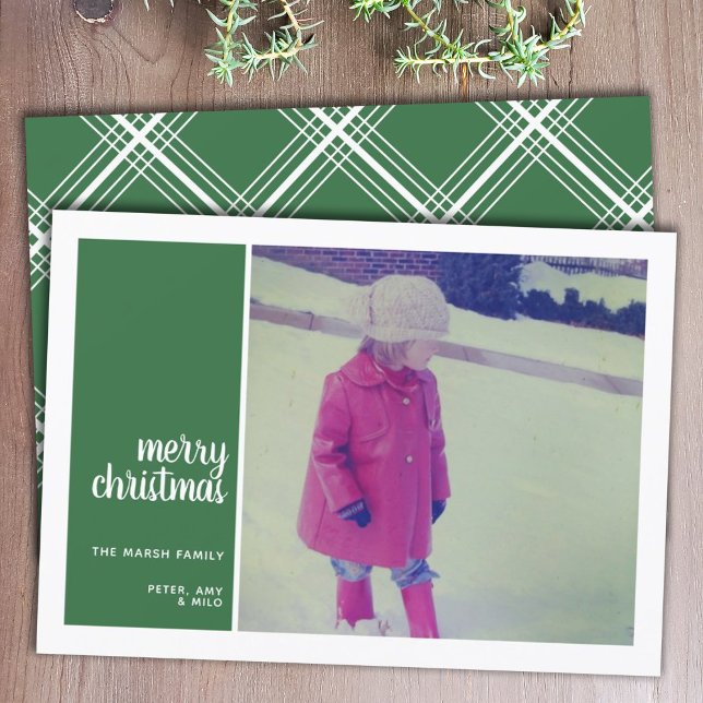 1 Photo Collage Minimal Christmas red Christmas Holiday Card (Creator Uploaded)