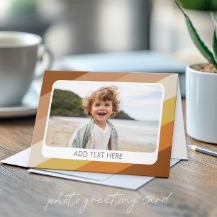 1 Photo Collage - text - Retro Stripes Warm Colour Card