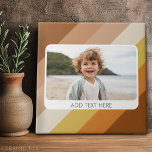 1 Photo Collage - text - Retro Stripes Warm Colour Tile<br><div class="desc">Use a horizontal or selfie phone photo to create a unique and personal gift. A place to add text within a white rounded corner border. If you need to adjust the pictures,  click on the customise tool to make changes.</div>