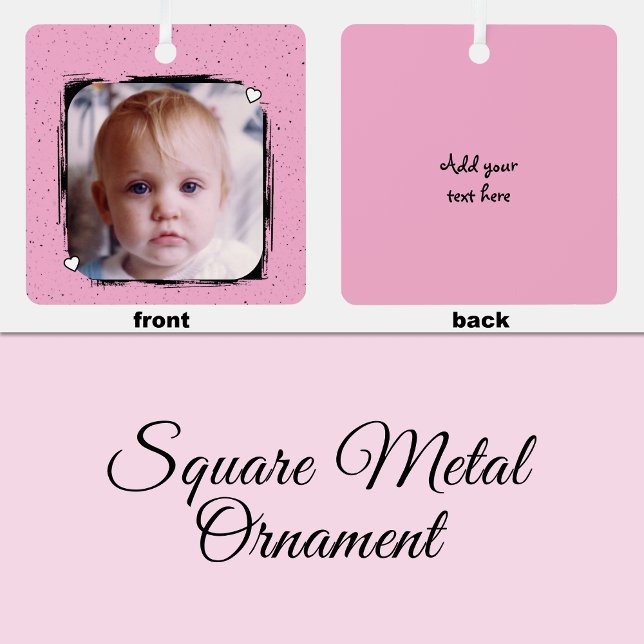 1 photo custom text keepsake pink metal tree decoration (Creator Uploaded)