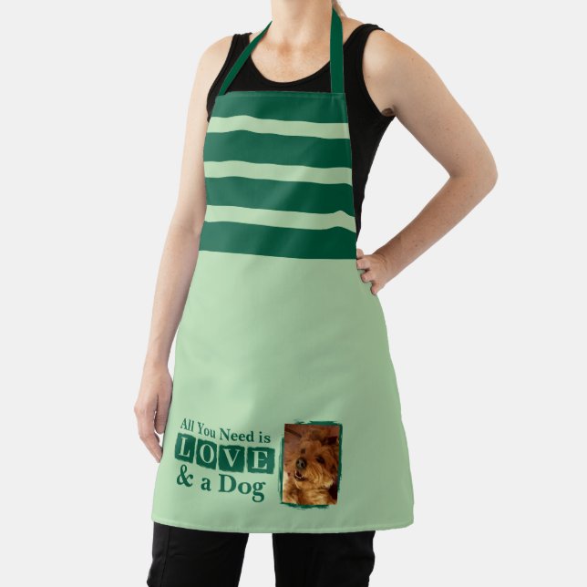 1 photo dog or cat love green apron (Insitu)