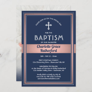 1 Photo Girl Baptism Invitation Birth Announcement