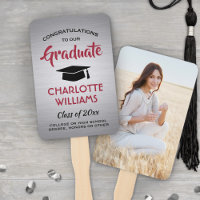 1 Photo Graduation Elegant Brushed Grey Red Black