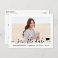 1 Photo Graduation Modern Script Save the Date