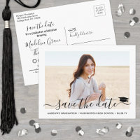 1 Photo Graduation Modern Script Save the Date