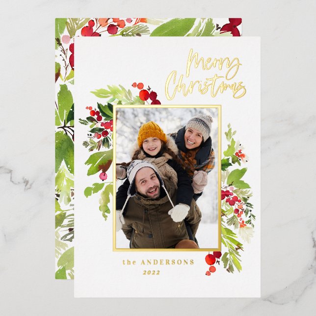 1 photo green foliage merry christmas  (Front/Back)