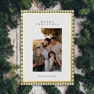1 Photo Green Plaid Gold Foil Holiday Card