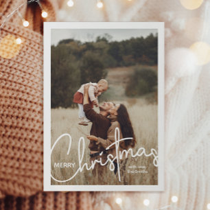 1 Photo Handwritten Script Merry Christmas Holiday Postcard