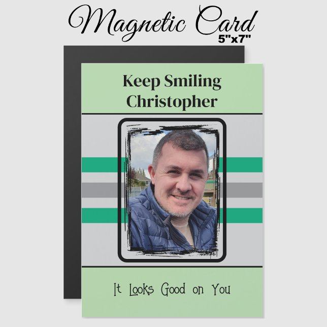 1 photo keep smiling green magnetic card (Creator Uploaded)
