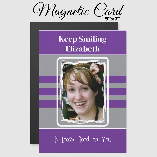 1 photo keep smiling purple magnetic card (Creator Uploaded)