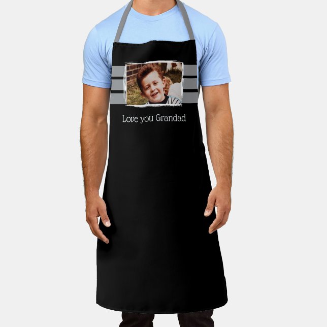 1 photo love you grandad black grey apron (Creator Uploaded)