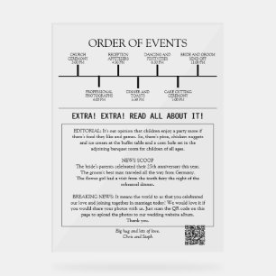 1 Photo Minimalist Elegant Script Wedding Program Acrylic Sign