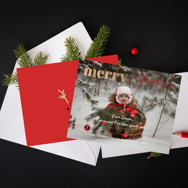 1 Photo Modern Merry Christmas Dear Santa Good-ish Holiday Card (Creator Uploaded)