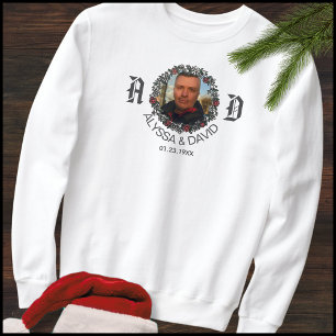 1 Photo Monogram Husband & Wife Name Couples Sweatshirt