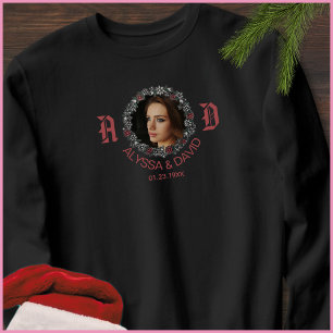 1 Photo Red Monogram Husband & Wife Name Men’s Sweatshirt