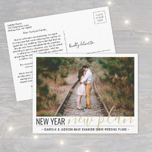1 Photo Reduced Wedding New Years Change of Plans Holiday Postcard