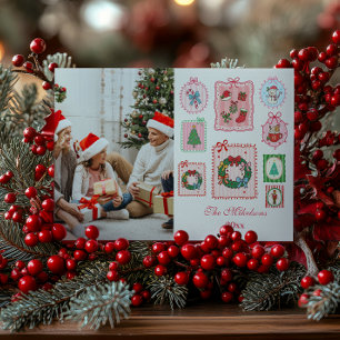 1 Photo VRetro Whimsical Christmas Holiday Card