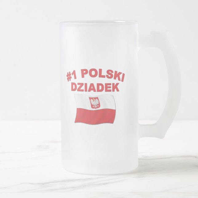 #1 Polski Dziadek Frosted Glass Beer Mug (Right)