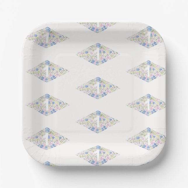 <1> Ranger Wife Floral Diamond Paper Plates (Front)