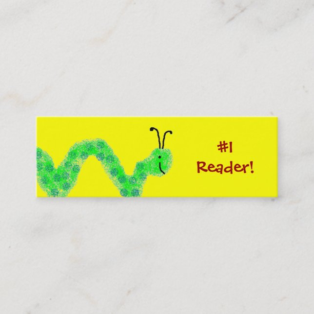 #1 Reader Bookworm Bookmark Mini Business Card (Front)