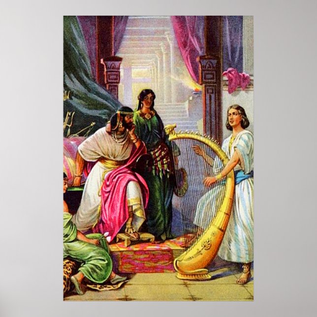 1 Samuel 16:14-23 David Plays His Harp for Saul Poster (Front)