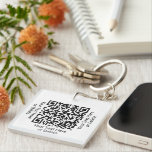 1 Sided QR Code Generator Modern Minimalist Swag<br><div class="desc">Share any website with a custom scannable QR code square keychain. To create your own QR code using the generator, simply type the website URL into the template. All wording is simple to personalise or delete, and the colours and font style also are easy to change using the Zazzle design...</div>