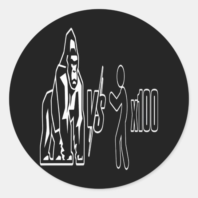 1 Silverback Gorilla vs 100 Humans_3 Classic Round Sticker (Front)