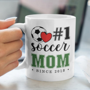 #1 Soccer Mum Green Font Red Heart Coffee Mug