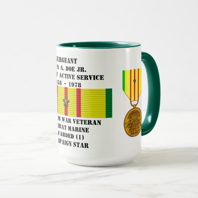 1 STAR COMBAT MARINE VIETNAM WAR VETERAN MUG (Front Right)