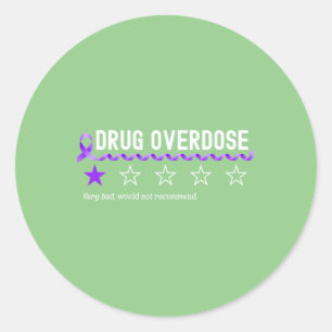 1 Star Rating Drug Overdose Awareness Fun Fighter  Classic Round Sticker