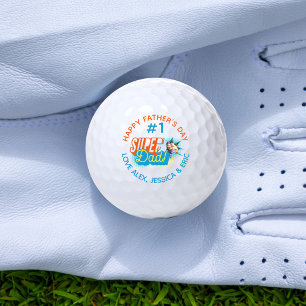 #1 Super Dad Comic Book Bubble Custom Photo Golf Balls