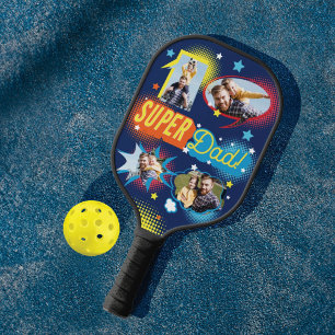 #1 Super Dad Comic Book Bubbles Custom Four Photos Pickleball Paddle