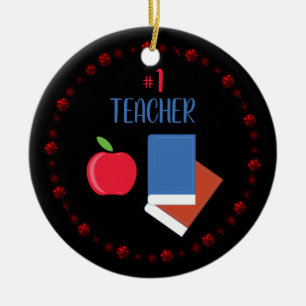 #1 Teacher Ceramic Tree Decoration