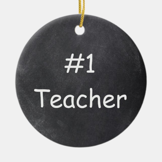 #1 Teacher Chalkboard Design Gift Idea Ceramic Tree Decoration (Front)