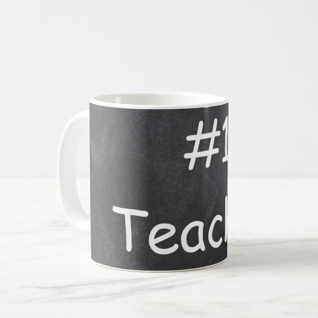 #1 Teacher Chalkboard Design Gift Idea Coffee Mug (Front Left)
