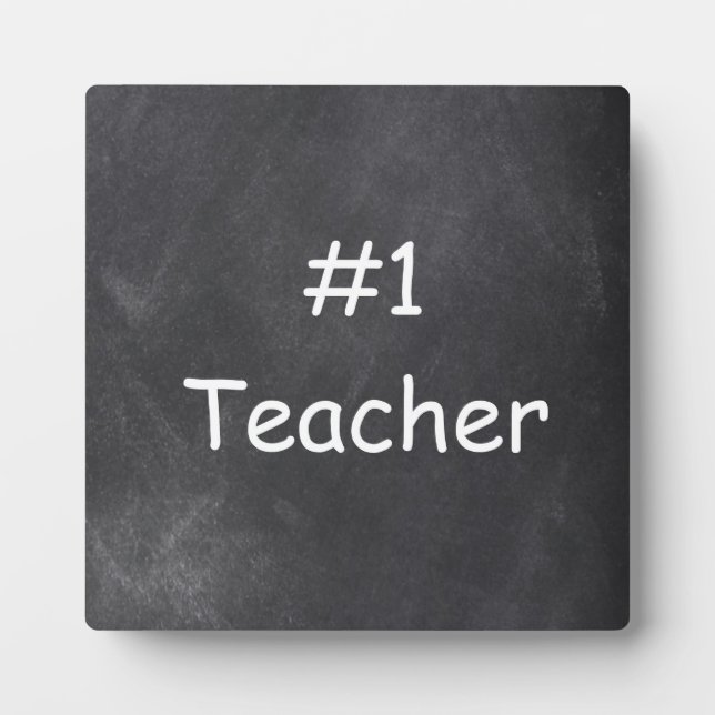 #1 Teacher Chalkboard Design Gift Idea Plaque (Front)