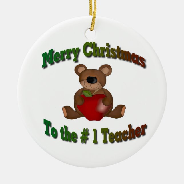# 1 Teacher Merry Christmas Ceramic Tree Decoration (Front)